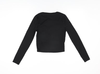 River Island Womens Black Polyester Basic T-Shirt Size 8 Round Neck