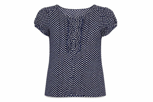 Marks and Spencer Womens Blue Geometric Polyester Basic Button-Up Size 12 Round Neck