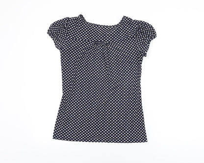 Marks & Spencer Womens Blue Geometric Polyester Basic Button-Up Size 12 Round Neck