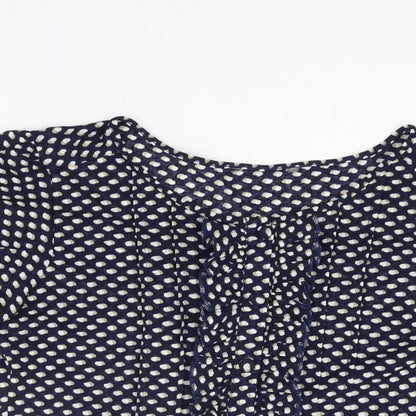 Marks & Spencer Womens Blue Geometric Polyester Basic Button-Up Size 12 Round Neck