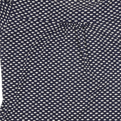Marks & Spencer Womens Blue Geometric Polyester Basic Button-Up Size 12 Round Neck