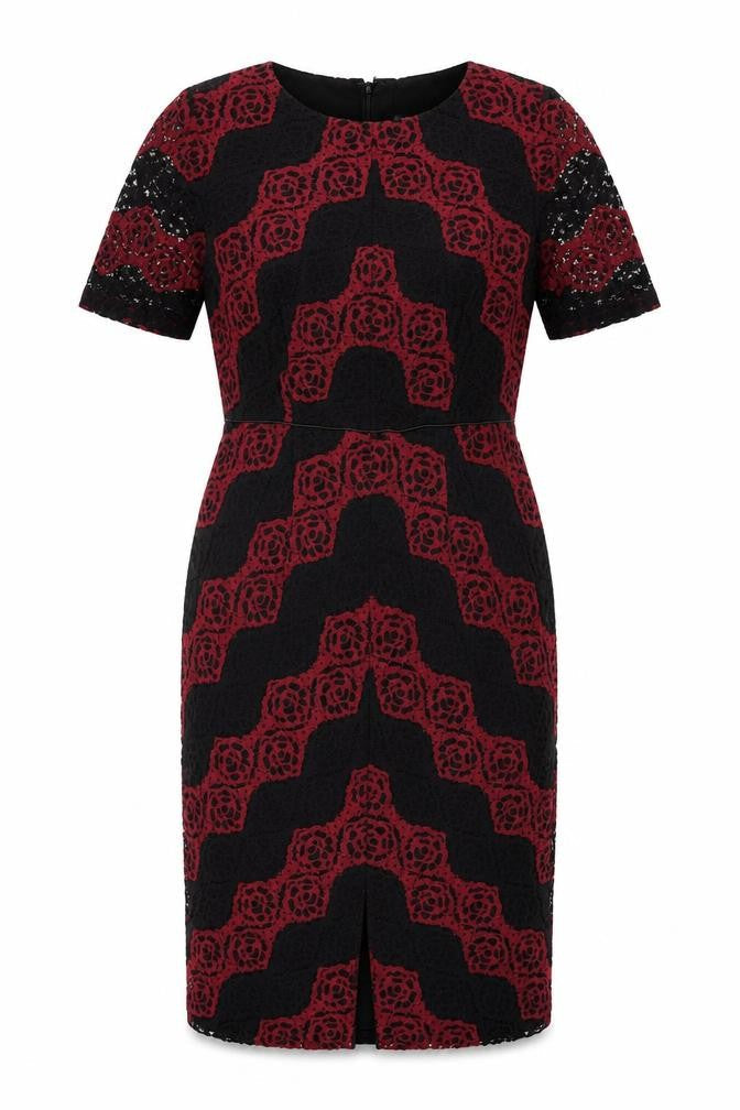 Precis Womens Black Geometric Polyamide Bodycon Size 10 Round Neck Zip