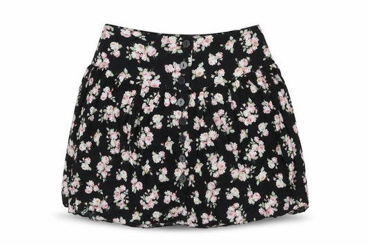 ASOS Womens Black Floral Viscose Mini Skirt Size 10 Button