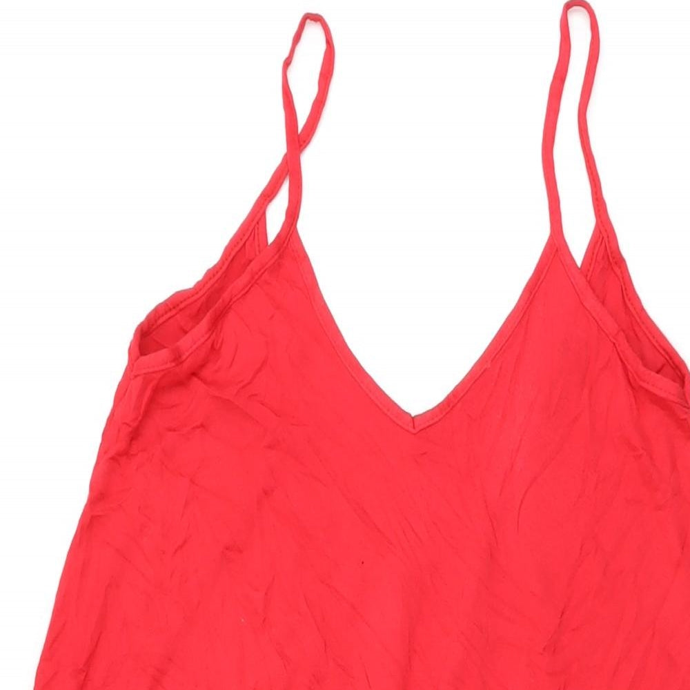 Boohoo Womens Red Viscose Shift Size 8 V-Neck Pullover
