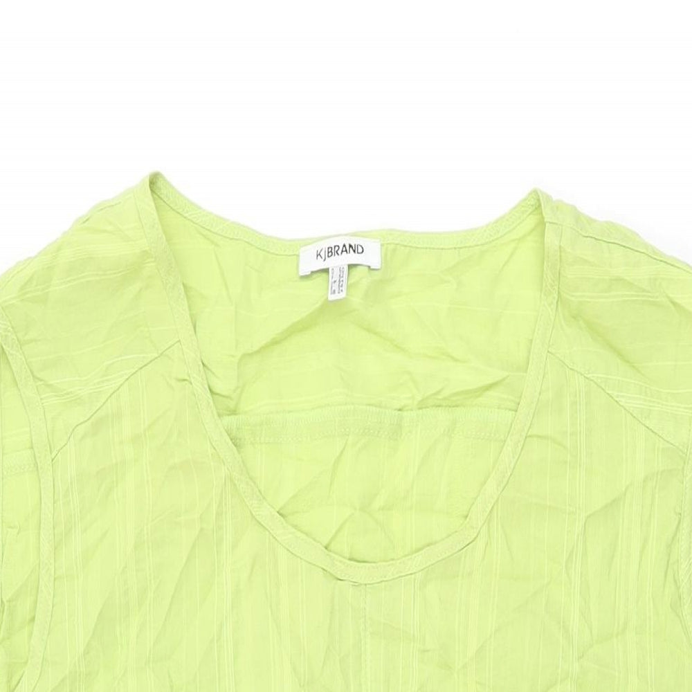 KjBRAND Womens Green Polyester Basic T-Shirt Size 24 Round Neck