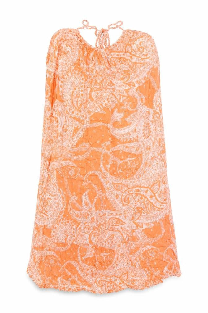 ASOS Womens Orange Geometric Viscose Shift Size 6 Round Neck Tie