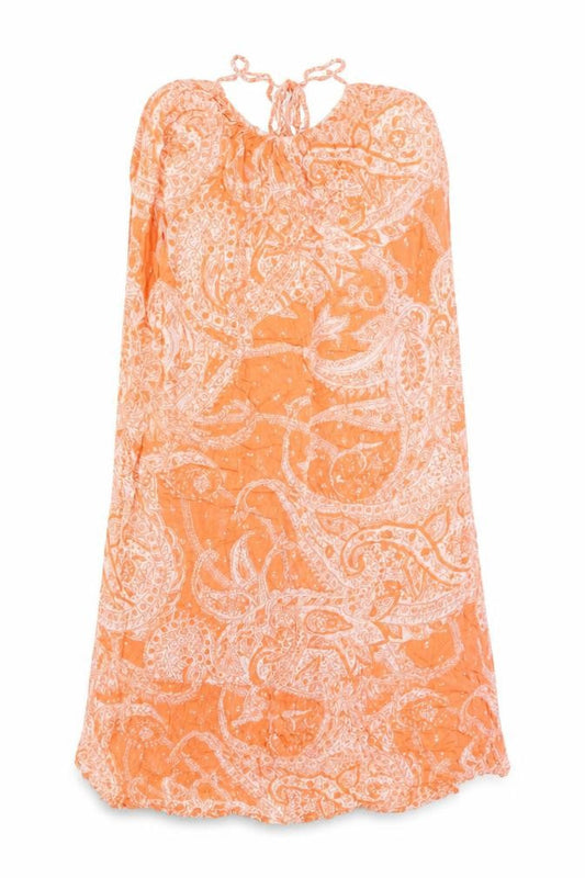 ASOS Womens Orange Geometric Viscose Shift Size 6 Round Neck Tie