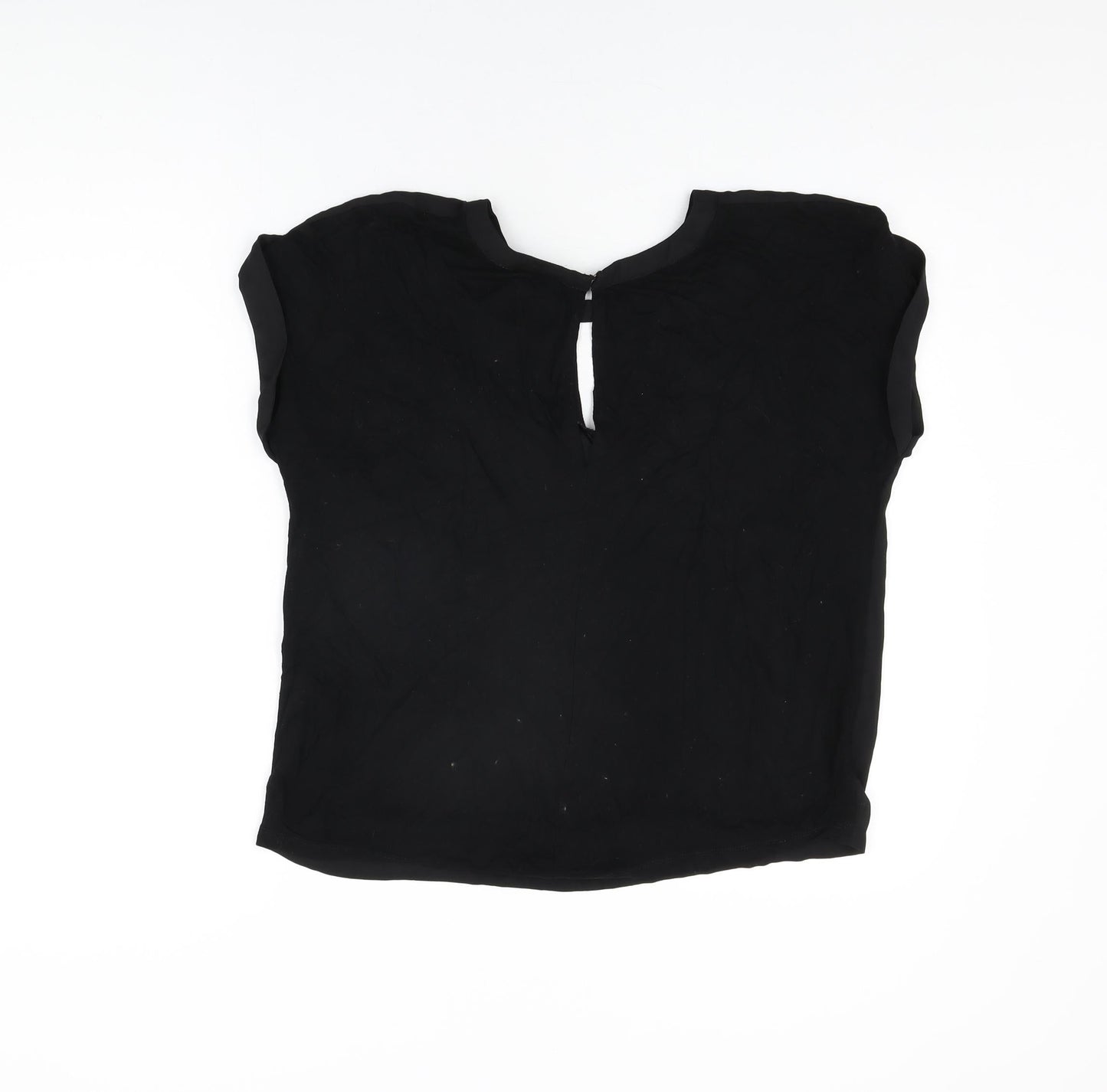 Warehouse Womens Black Polyester Basic T-Shirt Size 10 Round Neck