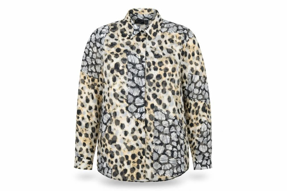ASOS Womens Multicoloured Animal Print Polyester Basic Button-Up Size 10 Collared