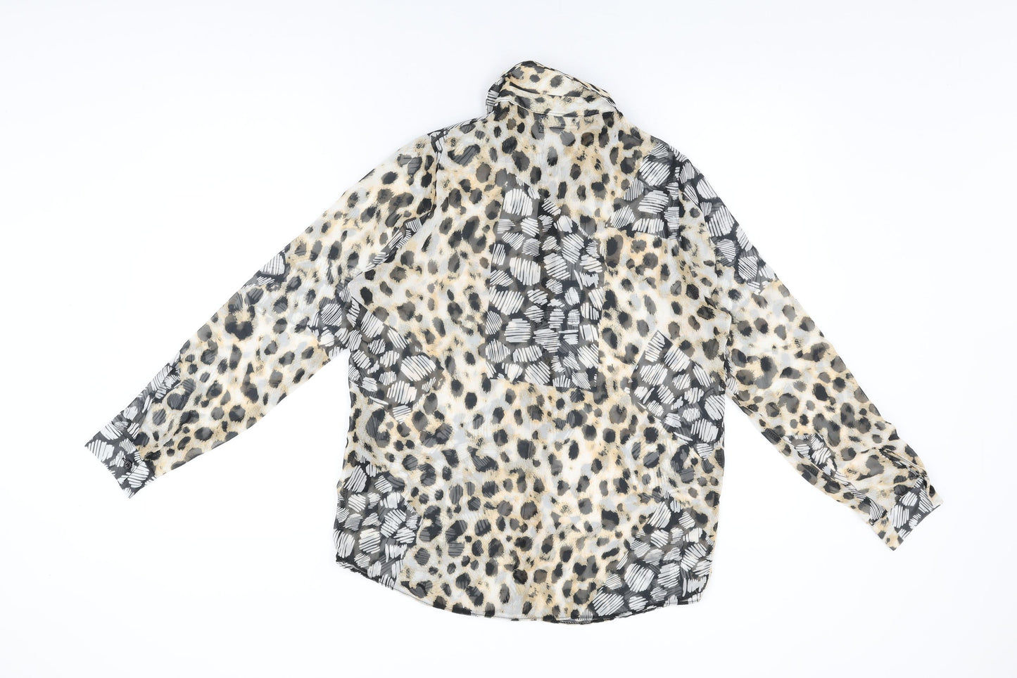 ASOS Womens Multicoloured Animal Print Polyester Basic Button-Up Size 10 Collared