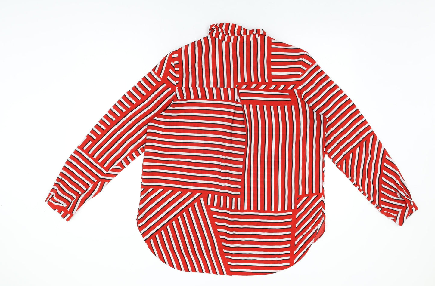 Dorothy Perkins Womens Red Geometric Polyester Basic Blouse Size 14 Collared