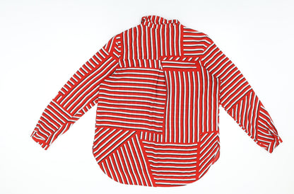 Dorothy Perkins Womens Red Geometric Polyester Basic Blouse Size 14 Collared