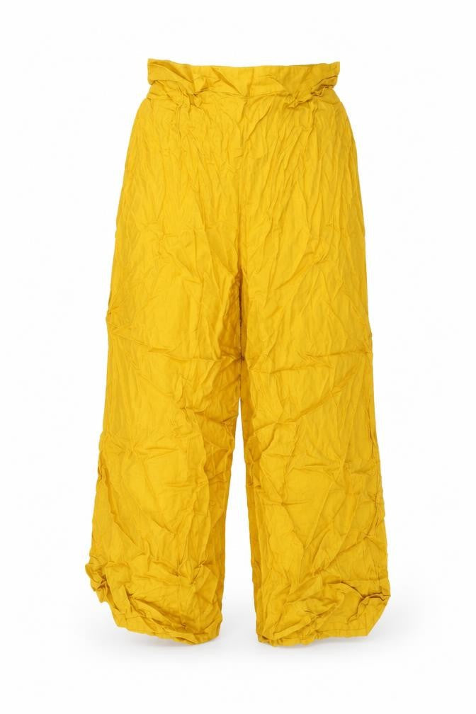 Joviie Womens Yellow Viscose Cropped Trousers Size S L22 in Regular