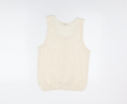 River Island Womens Ivory Polyester Basic T-Shirt Size 12 Scoop Neck
