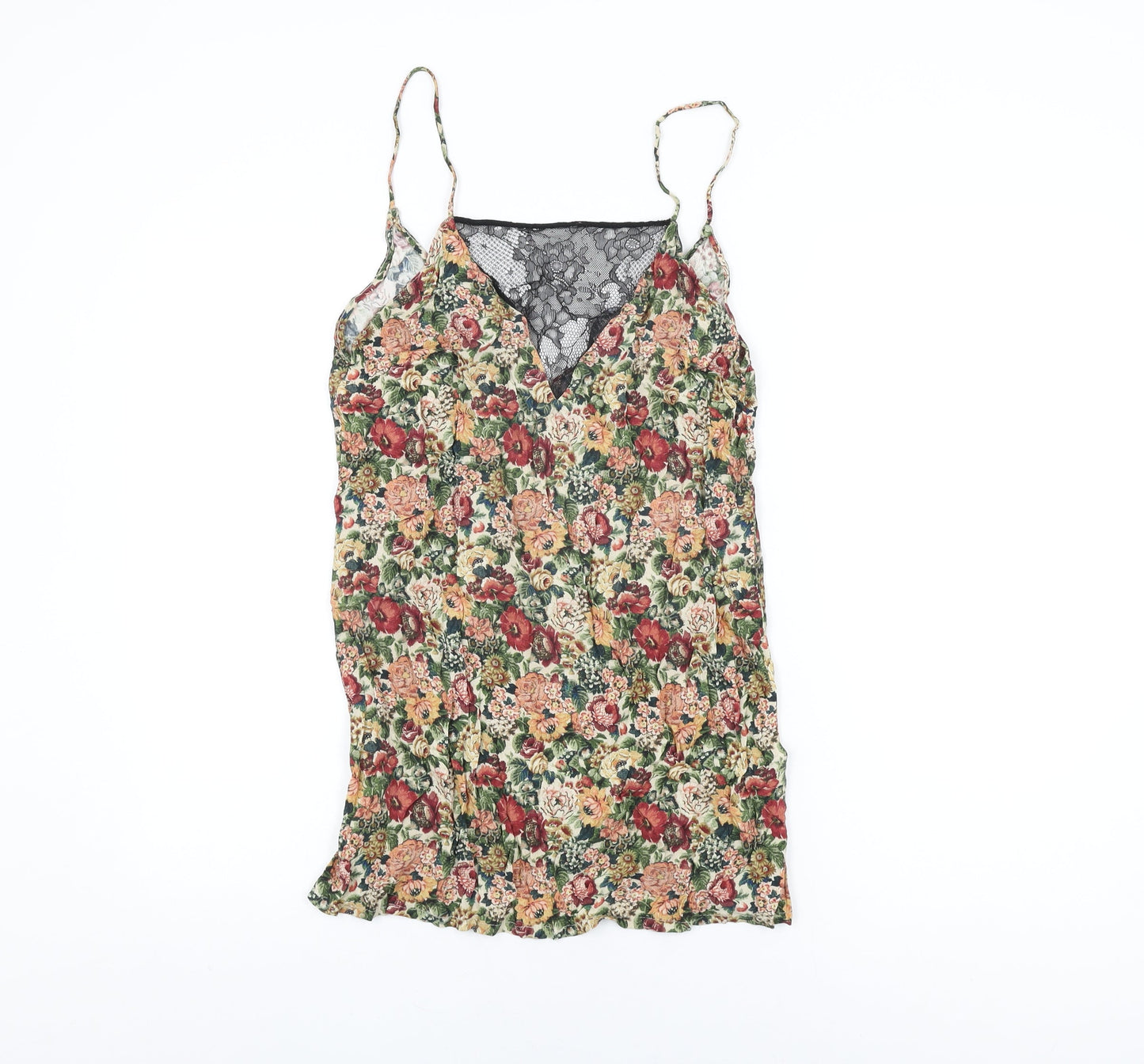 Zara Womens Multicoloured Floral Viscose Camisole T-Shirt Size XS V-Neck