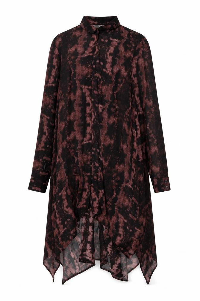 H&M Womens Black Geometric Polyester Shift Size 10 Collared Button