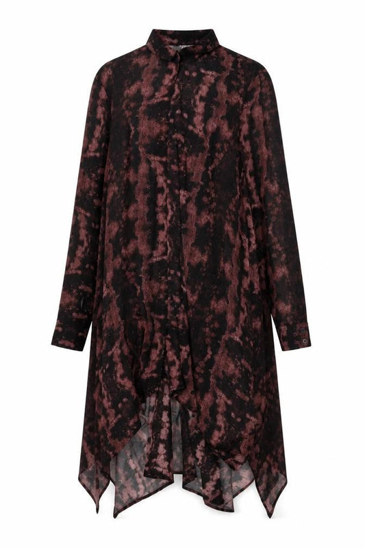 H&M Womens Black Geometric Polyester Shift Size 10 Collared Button