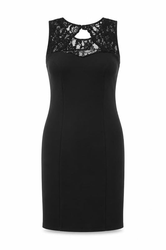 M&Co Womens Black Polyester Bodycon Size 12 Round Neck Button