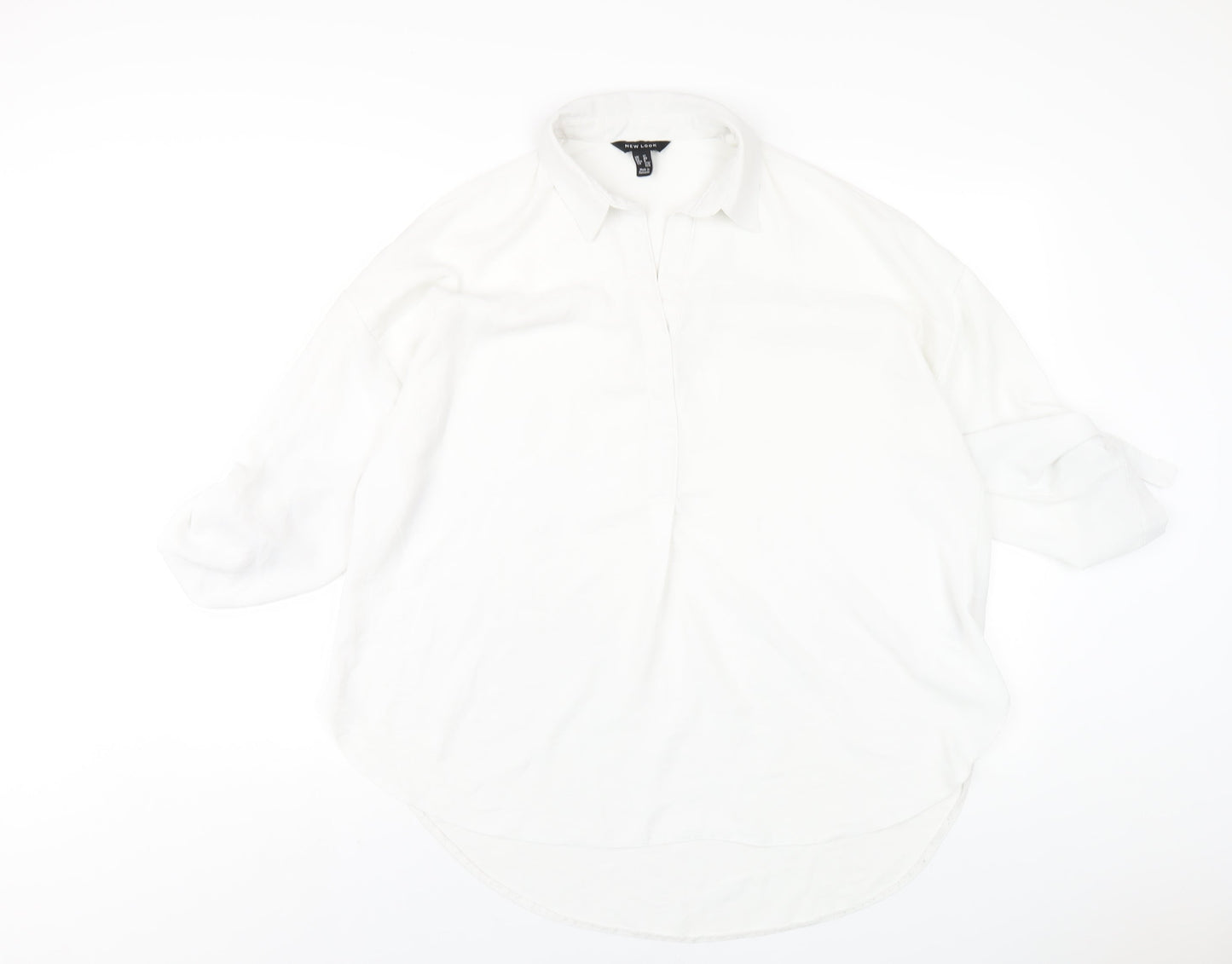 New Look Womens White Polyester Basic Blouse Size 12 Collared