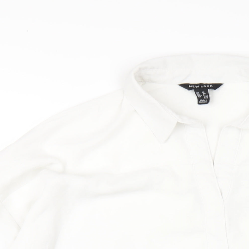 New Look Womens White Polyester Basic Blouse Size 12 Collared
