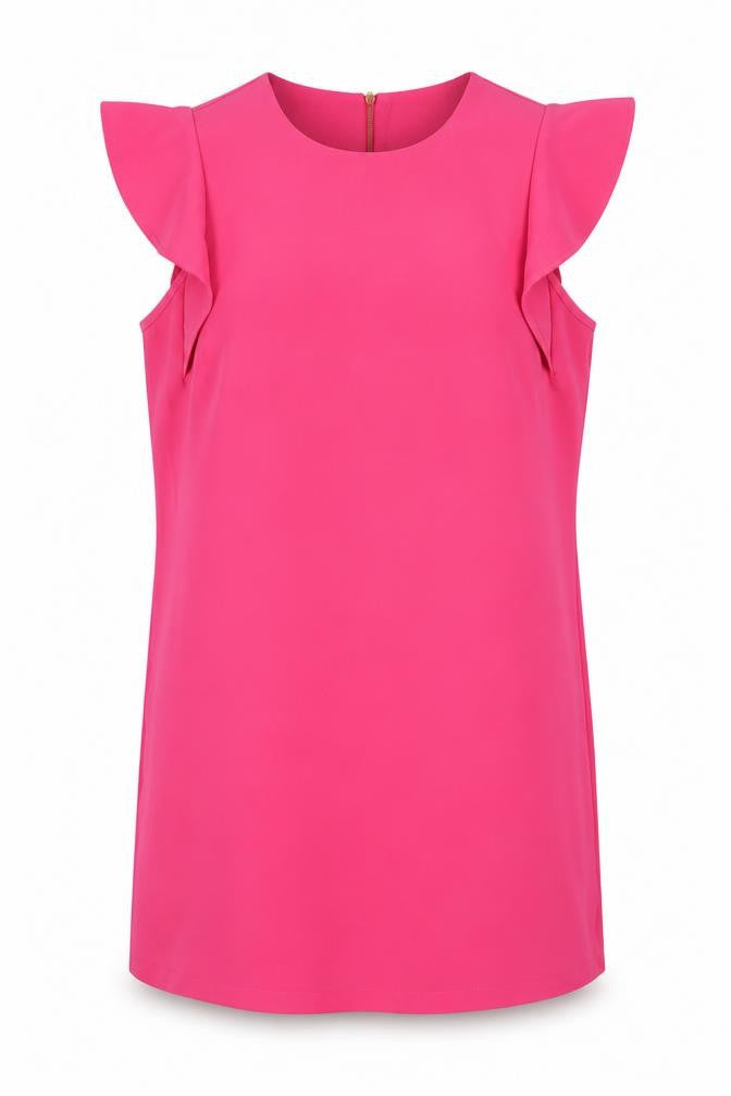 Adrienne Vittadini Womens Pink Polyester A-Line Size 14 Round Neck Zip