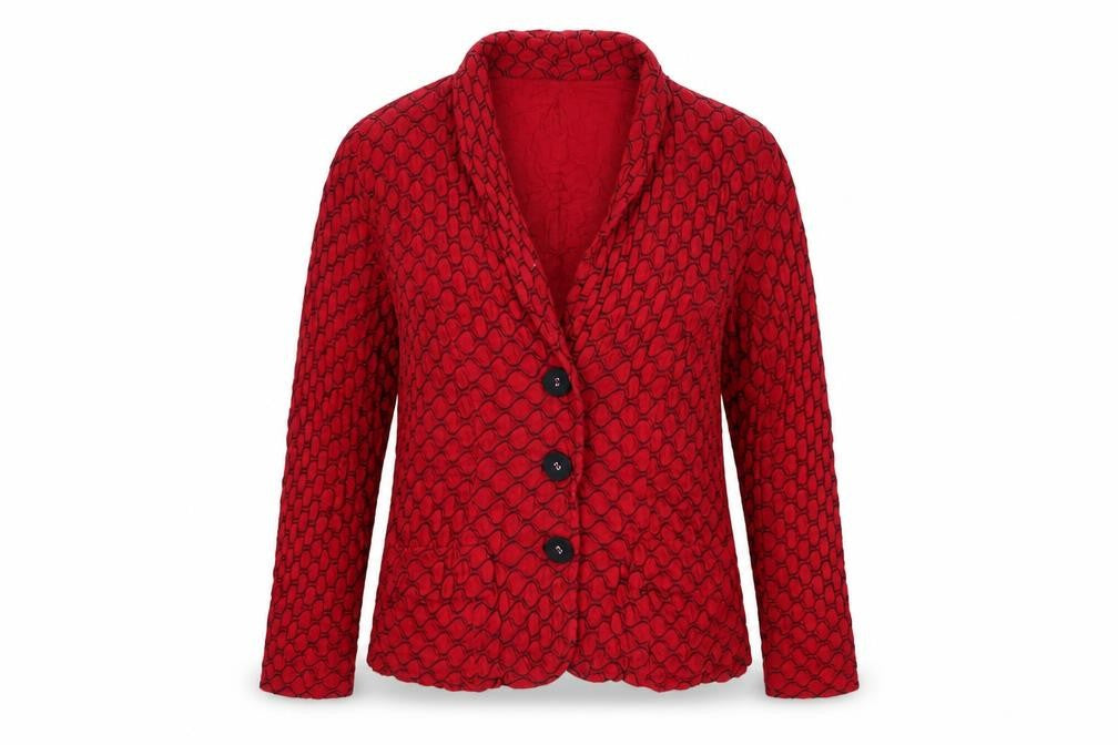 Adini Womens Red Geometric Jacket Blazer Size S Button