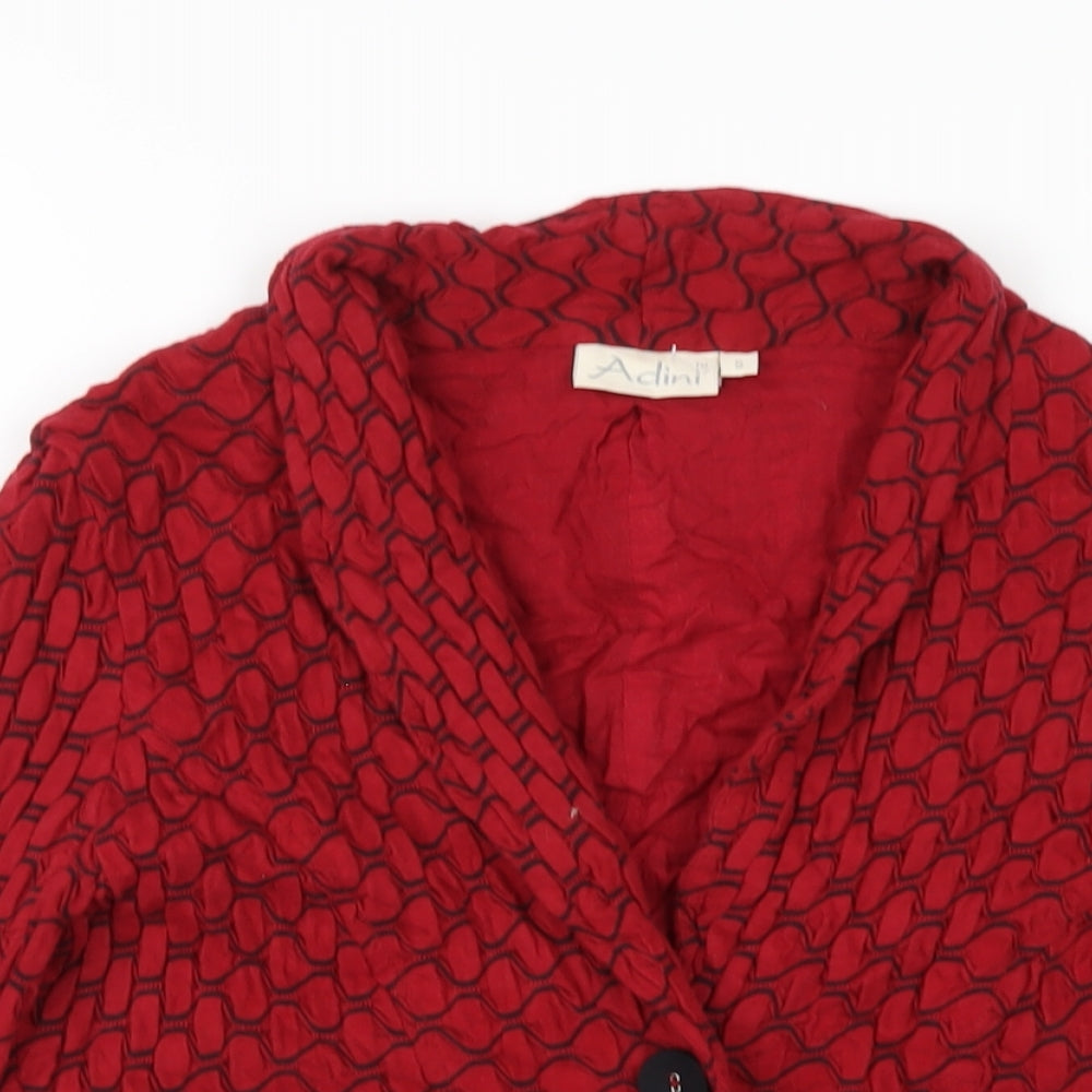 Adini Womens Red Geometric Jacket Blazer Size S Button