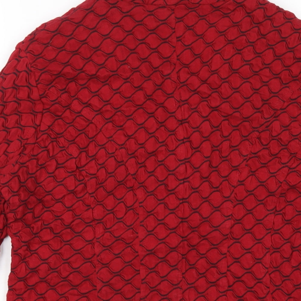 Adini Womens Red Geometric Jacket Blazer Size S Button