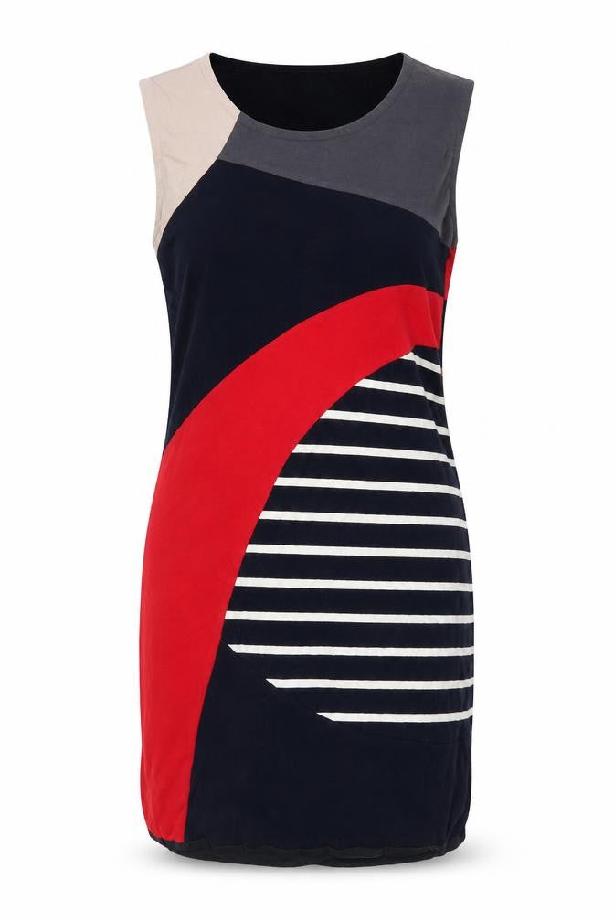 Warehouse Womens Multicoloured Geometric Cotton Bodycon Size 10 Round Neck Pullover