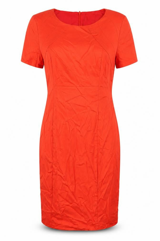 Oasis Womens Red Cotton Bodycon Size 10 Round Neck Zip