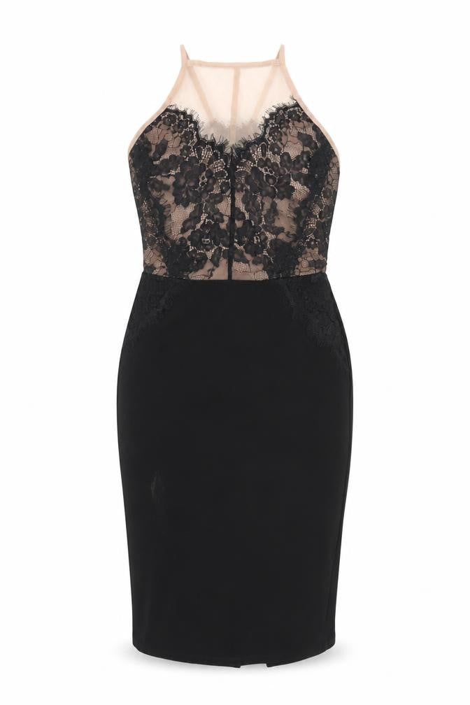 Topshop Womens Black Polyester Bodycon Size 10 Square Neck Zip