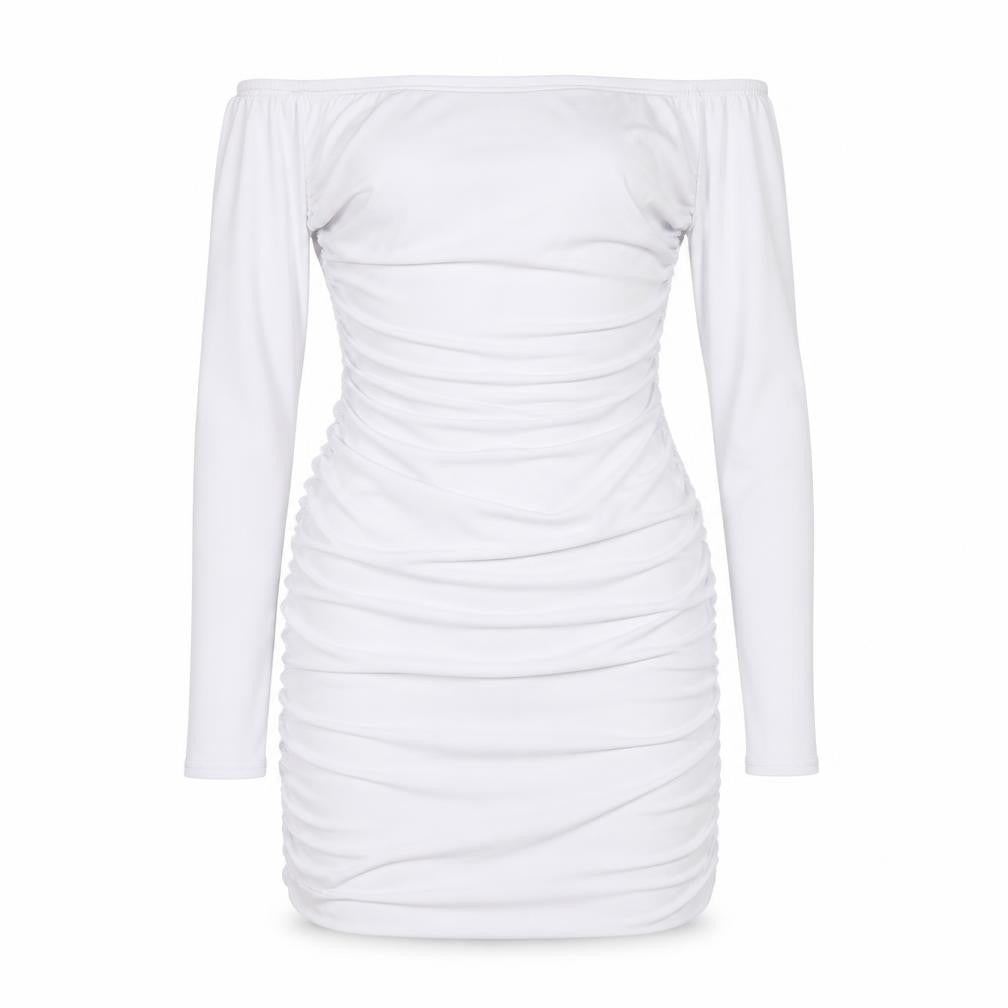PRETTYLITTLETHING Womens White Polyester Bodycon Size 10 Off the Shoulder Pullover