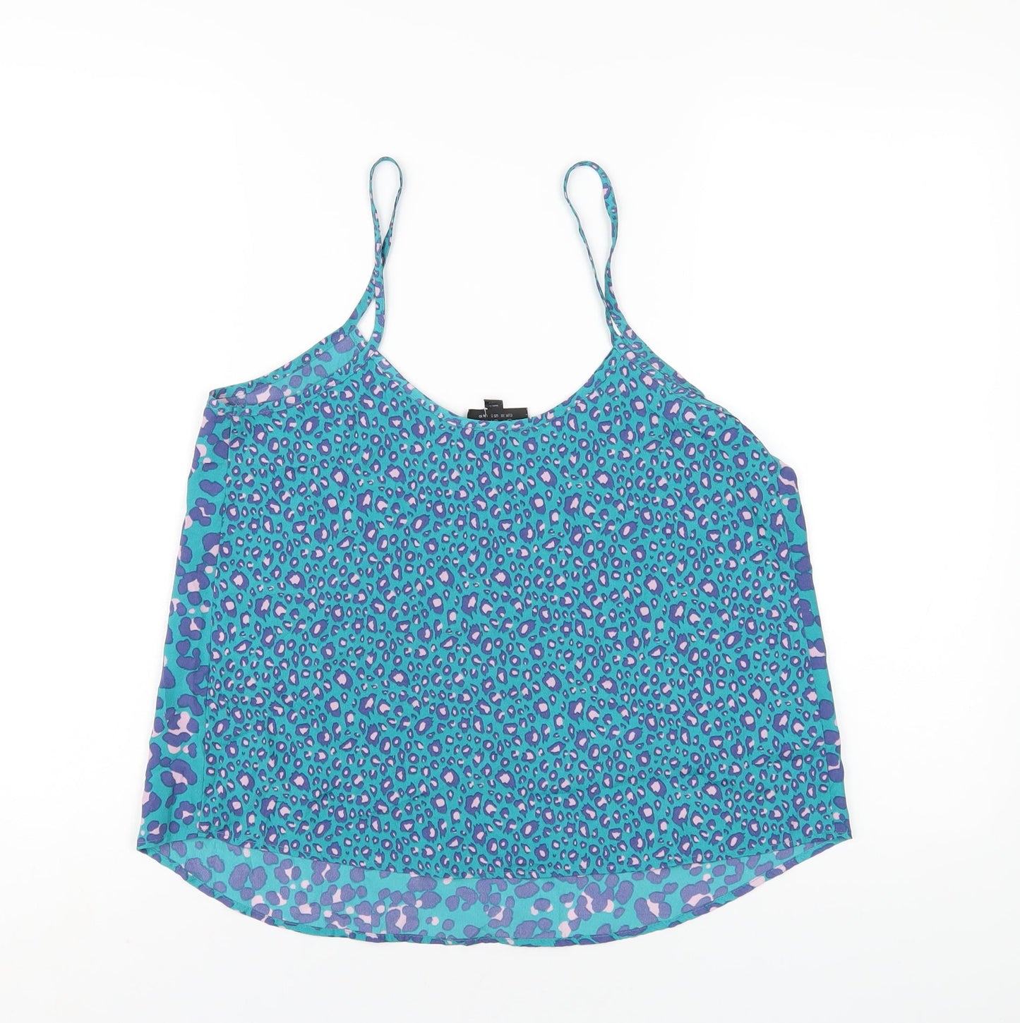 Topshop Womens Multicoloured Animal Print Polyester Camisole T-Shirt Size 10 Scoop Neck