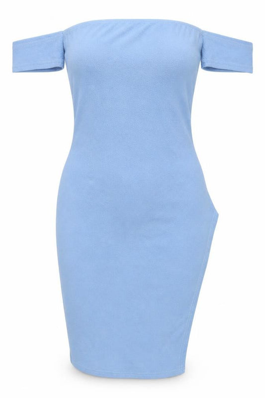 PRETTYLITTLETHING Womens Blue Polyester Bodycon Size 10 Off the Shoulder Pullover