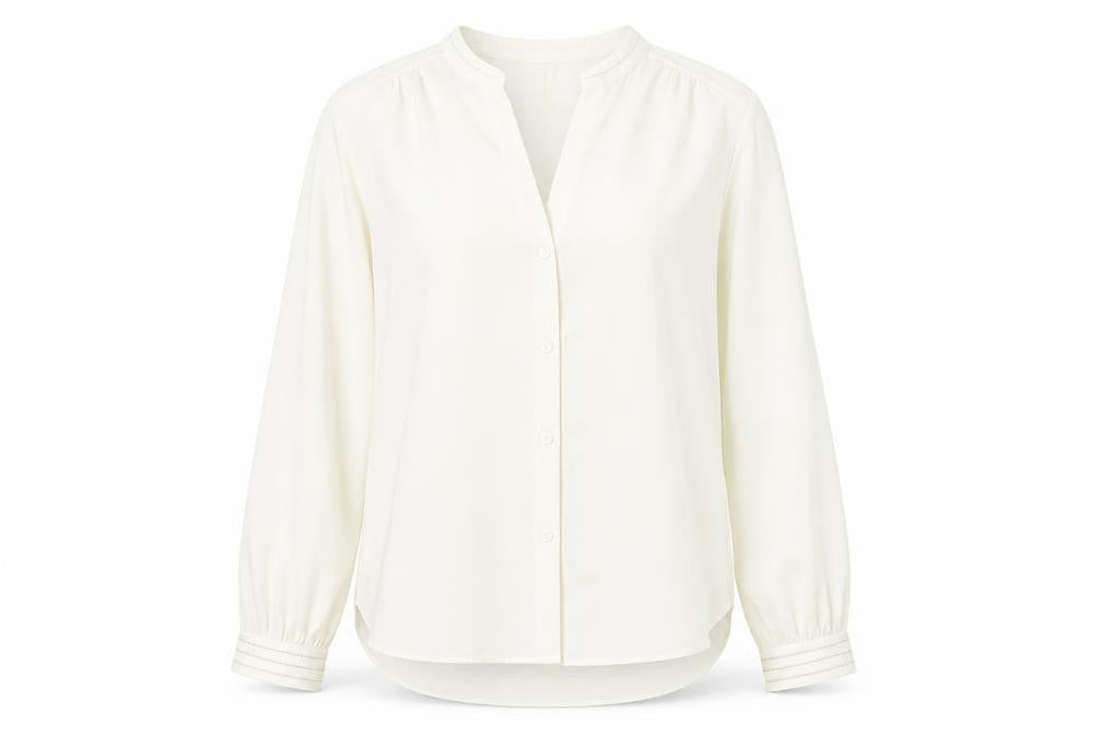 H&M Womens Ivory Polyester Basic Blouse Size 10 V-Neck