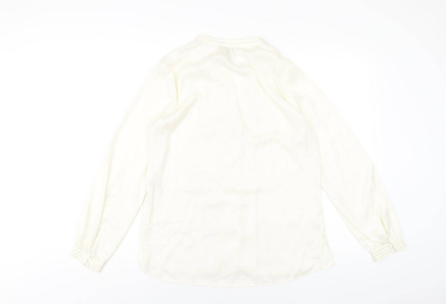 H&M Womens Ivory Polyester Basic Blouse Size 10 V-Neck