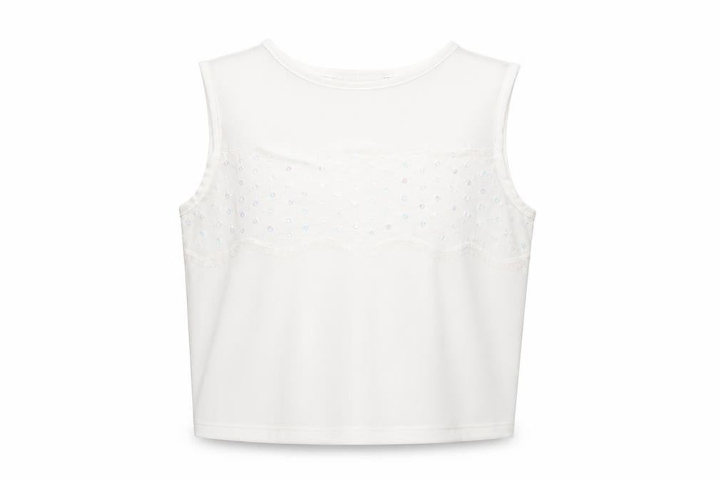 Topshop Womens Ivory Nylon Basic Tank Size 12 Round Neck