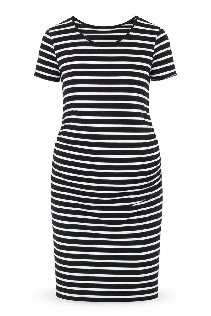 New Look Womens Black Striped Cotton Bodycon Size 12 Round Neck Pullover