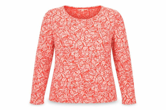 Per Una Womens Red Floral Viscose Basic T-Shirt Size 12 Round Neck
