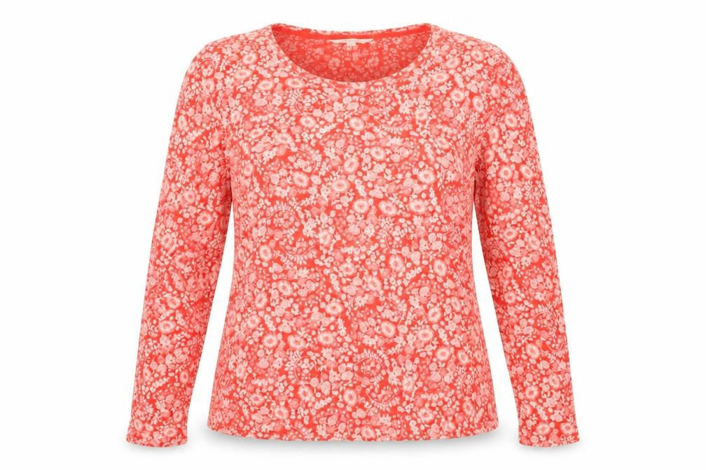 Per Una Womens Red Floral Viscose Basic T-Shirt Size 12 Round Neck