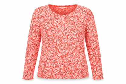 Per Una Womens Red Floral Viscose Basic T-Shirt Size 12 Round Neck