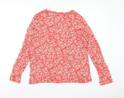 Per Una Womens Red Floral Viscose Basic T-Shirt Size 12 Round Neck