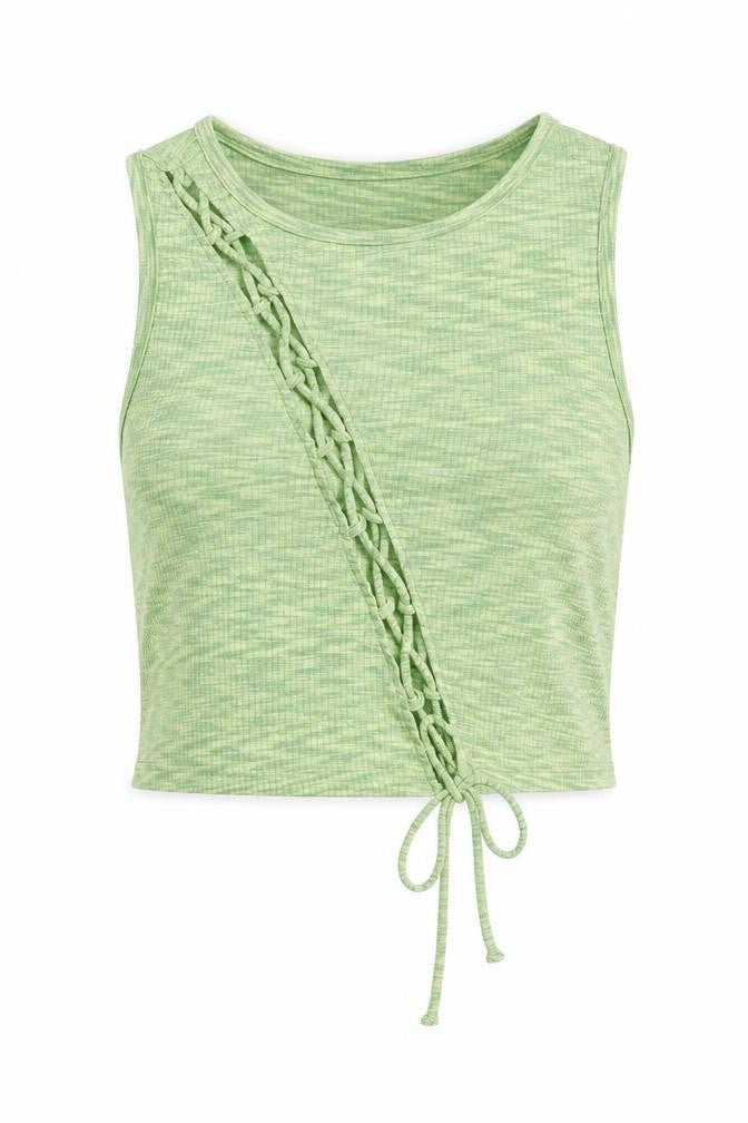 H&M Womens Green Polyester Basic Tank Size S Round Neck
