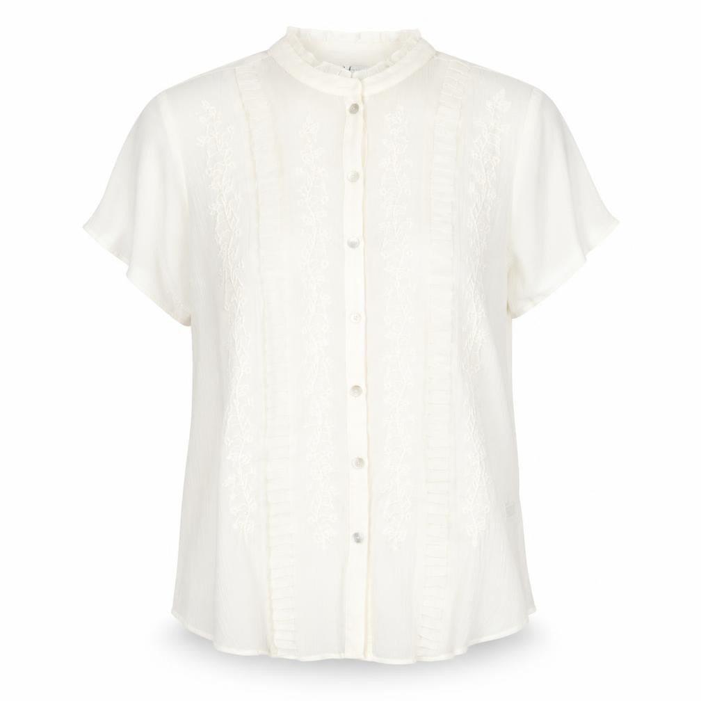 Joanna Hope Womens Ivory Polyester Basic Button-Up Size 14 Round Neck