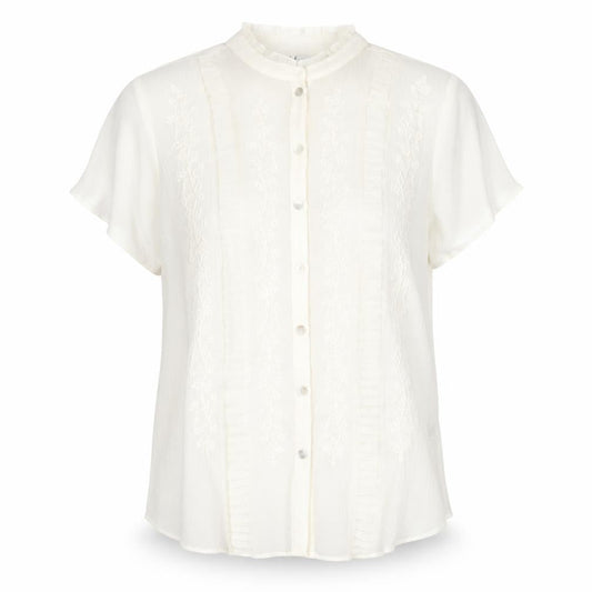 Joanna Hope Womens Ivory Polyester Basic Button-Up Size 14 Round Neck