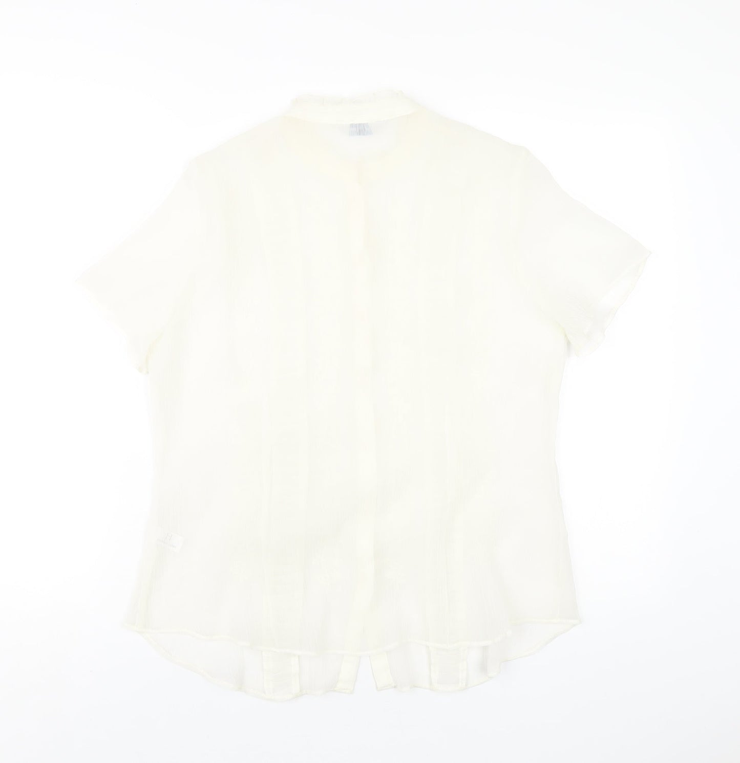Joanna Hope Womens Ivory Polyester Basic Button-Up Size 14 Round Neck
