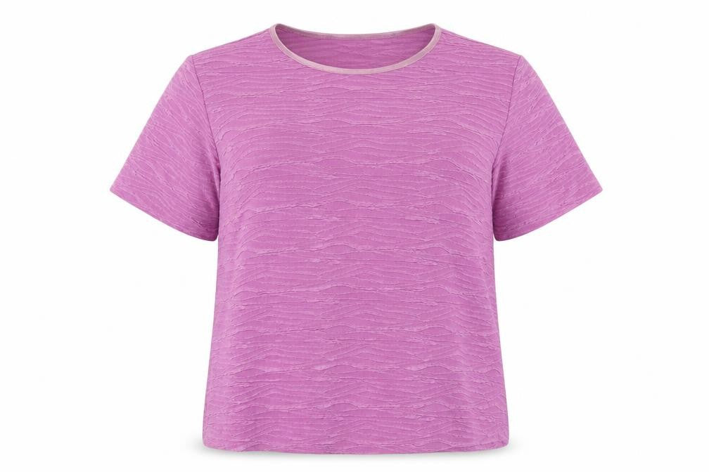 EWM Womens Purple Polyester Basic T-Shirt Size 18 Round Neck