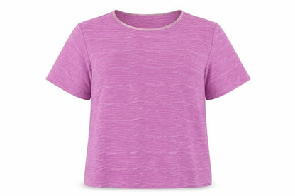 EWM Womens Purple Polyester Basic T-Shirt Size 18 Round Neck