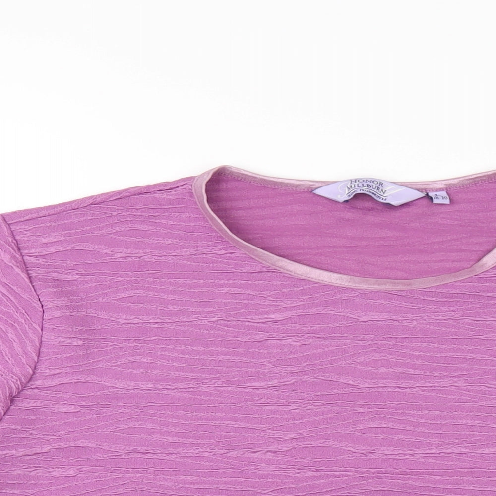 EWM Womens Purple Polyester Basic T-Shirt Size 18 Round Neck
