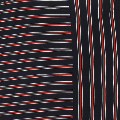 Marks & Spencer Womens Blue Striped Polyester Basic T-Shirt Size 10 Round Neck